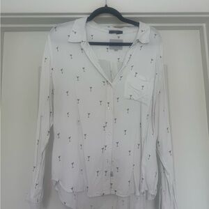 Rails White Button-Down Shirt with Black Print